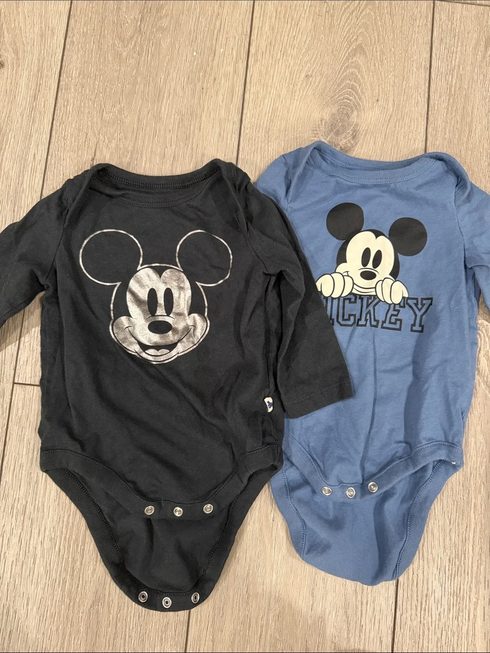 Disney Mickey Mouse Long Sleeve Bodysuits - Black & Blue